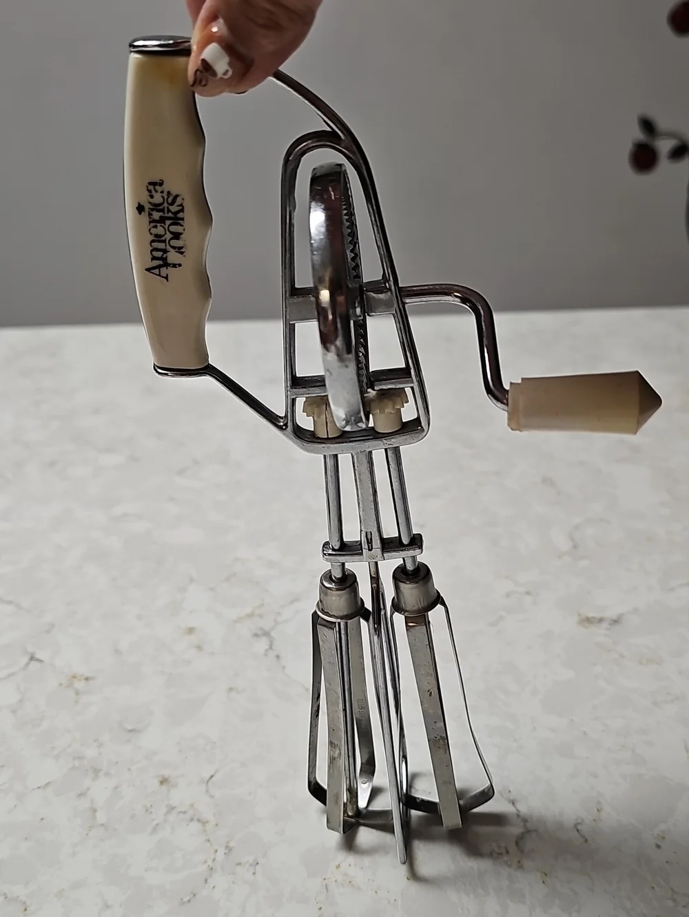Vintage Hand Mixer in Cream and Chrome